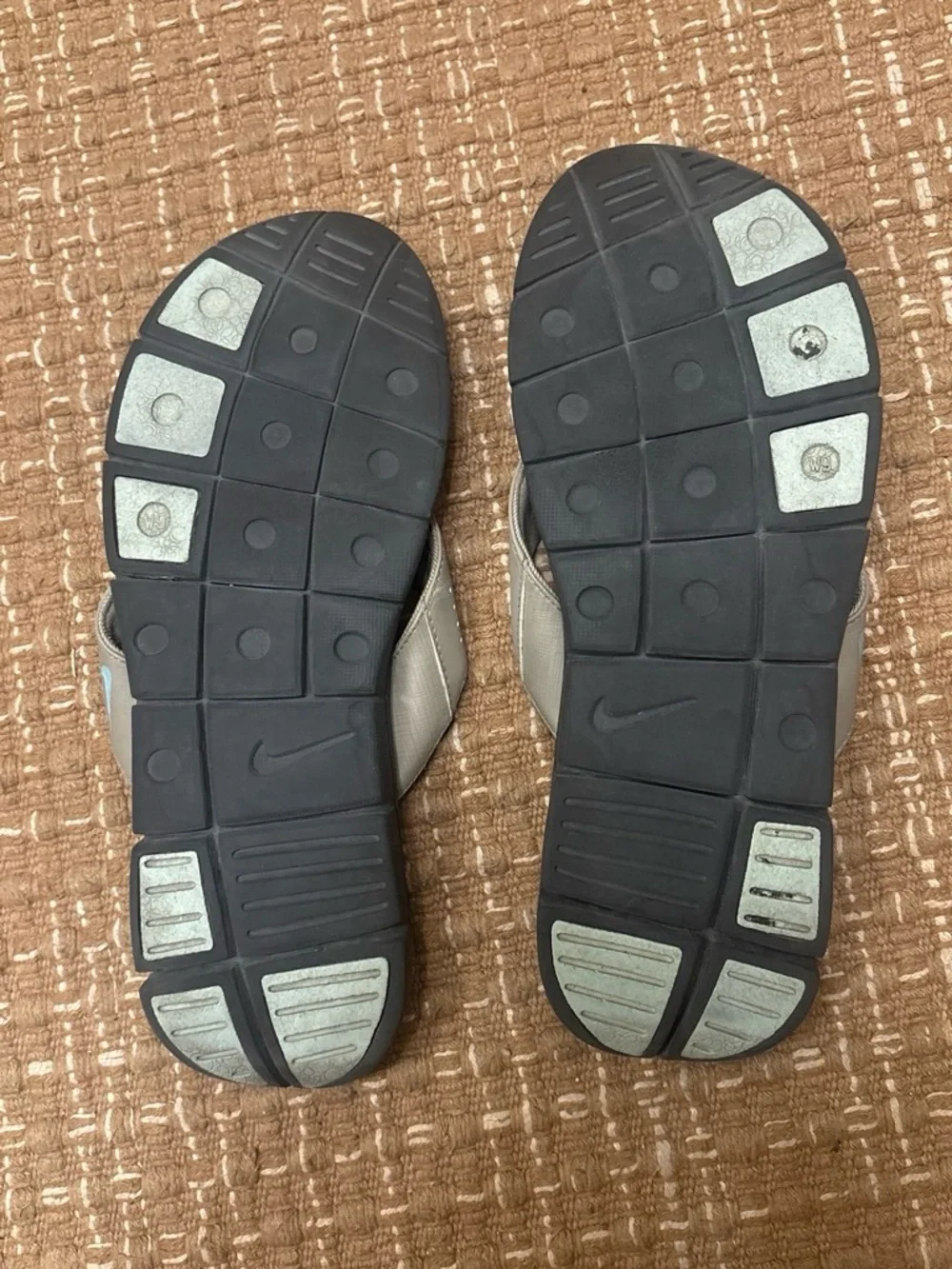 Nike Women's Black and Taupe Flip Flop Sandals